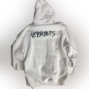 Vetements White Written Logo Hoodie